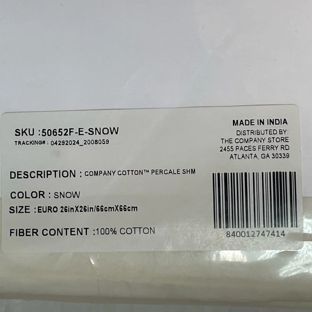 The Company Store Classic Cool Cotton Percale Euro Sham in Snow